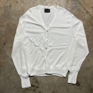 Vintage 80s JCPenney White Acrylic Cardigan Sweater